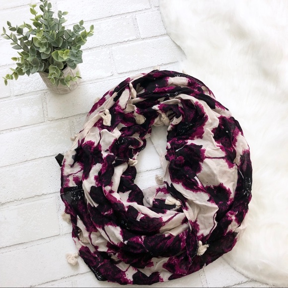 Ann Taylor Accessories - Ann Taylor Floral Infinity Scarf with Tassles
